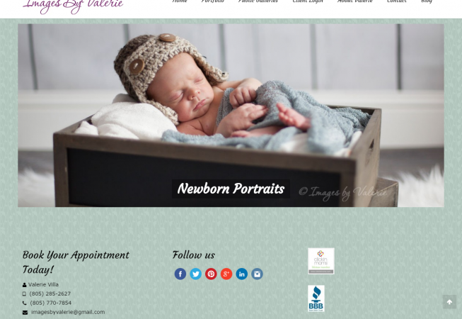 Homepage of Images by Valerie webpage, a client of SB Creative Content