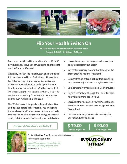 Flyer for Evolutionary Fitness, a client of SB Creative Content